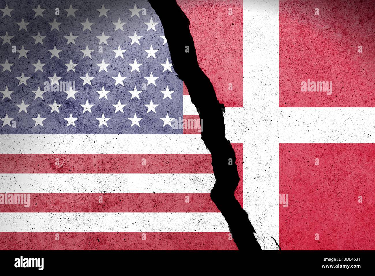 Flag of USA and Denmark painted on a concrete wall Stock Photo - Alamy