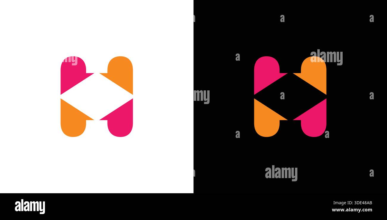 Unique and colorful letter H initials logo design Stock Vector