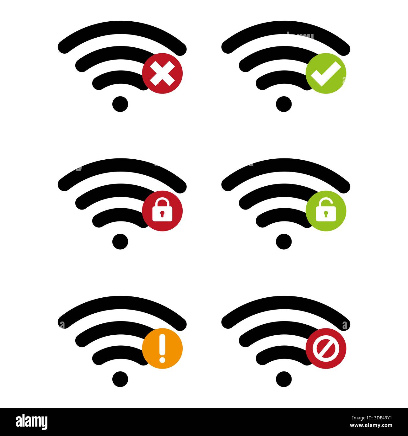 Professional wireless network security. Internet connection Vector. Signal status indicator. Mobile hotspot emblem set. EPS 10. Stock Vector
