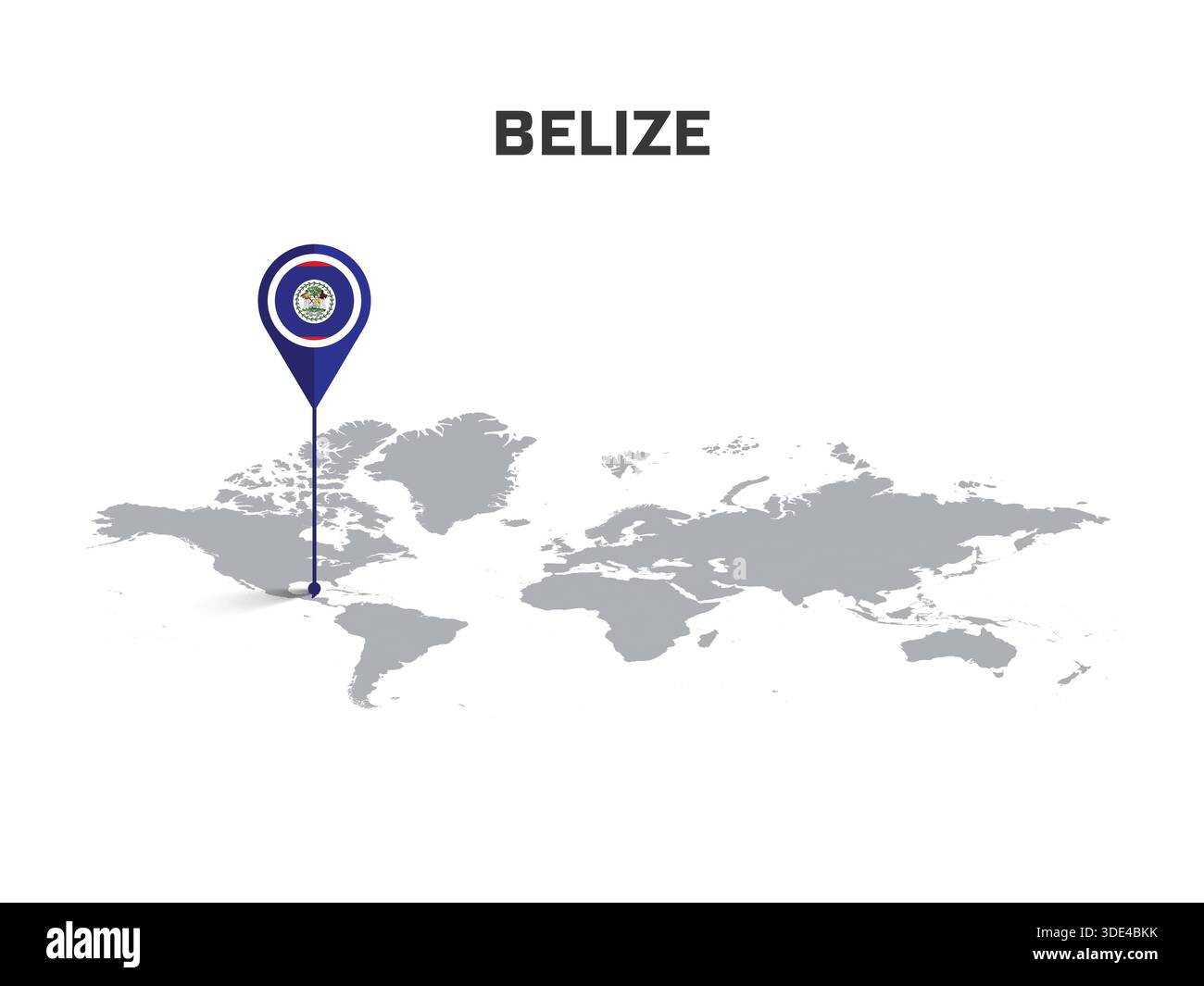 BELIZE Location Pin on World Map with Flag in Pin's Body Stock Vector ...