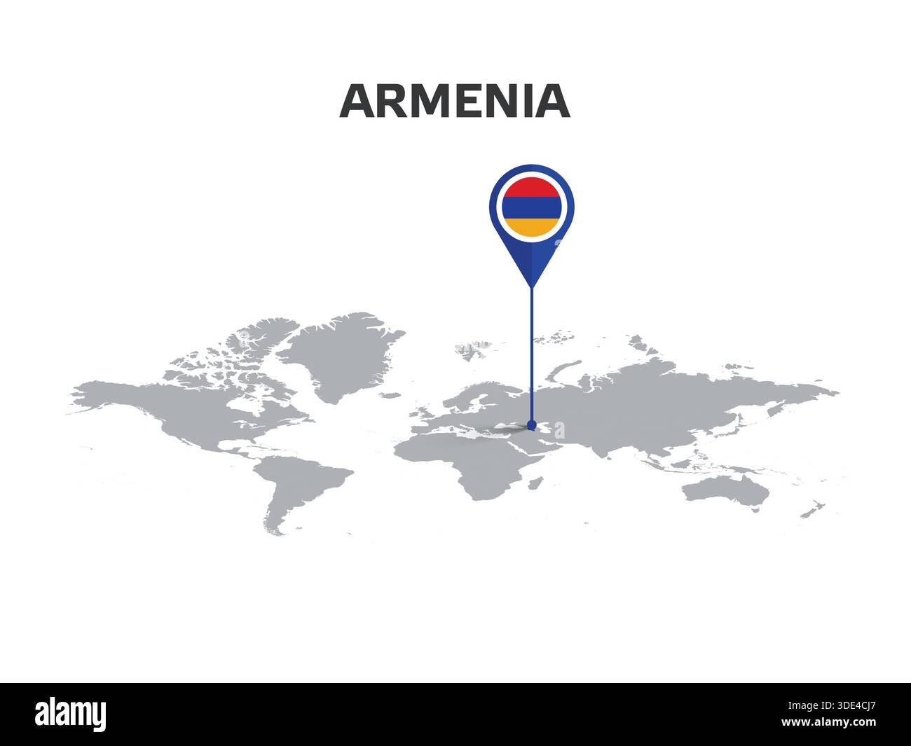 ARMENIA Location Pin on World Map with Flag in Pin's Body Stock Vector