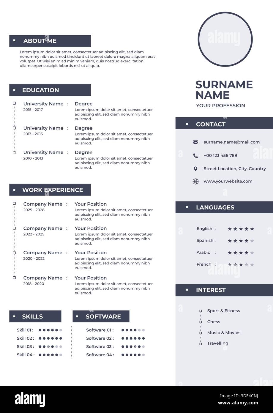 Modern Vector CV Design Template with Clean Layout and Professional Style Stock Vector