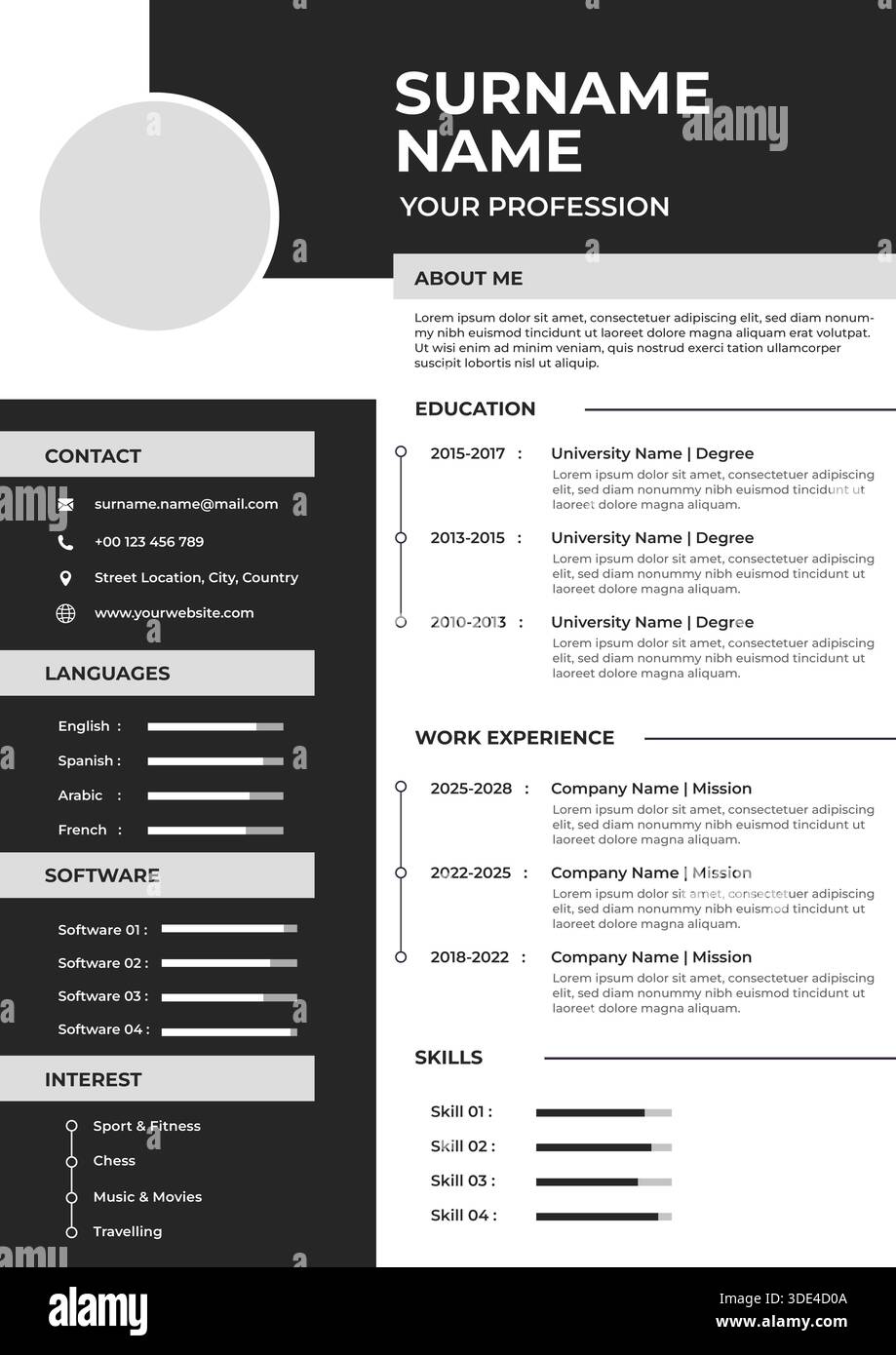 Modern Vector CV Design Template with Clean Layout and Professional Style Stock Vector