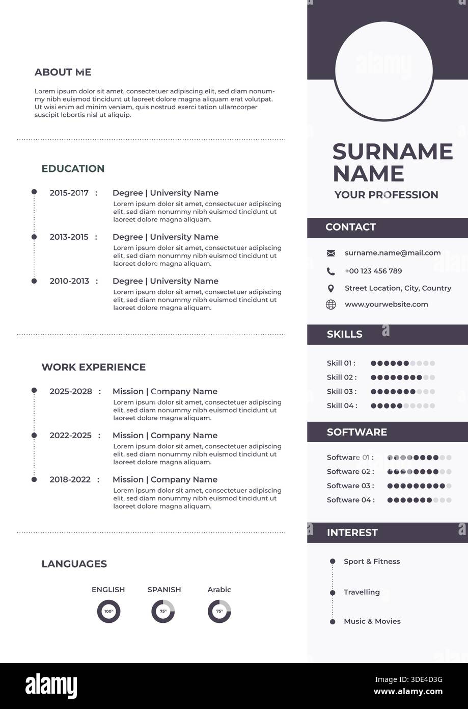 Modern Vector CV Design Template with Clean Layout and Professional Style Stock Vector