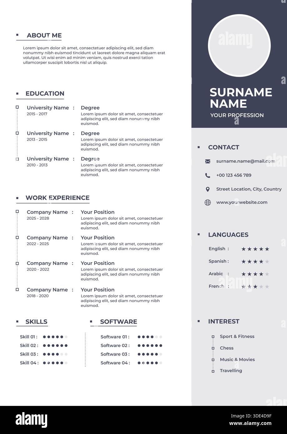 Modern Vector CV Design Template with Clean Layout and Professional Style Stock Vector