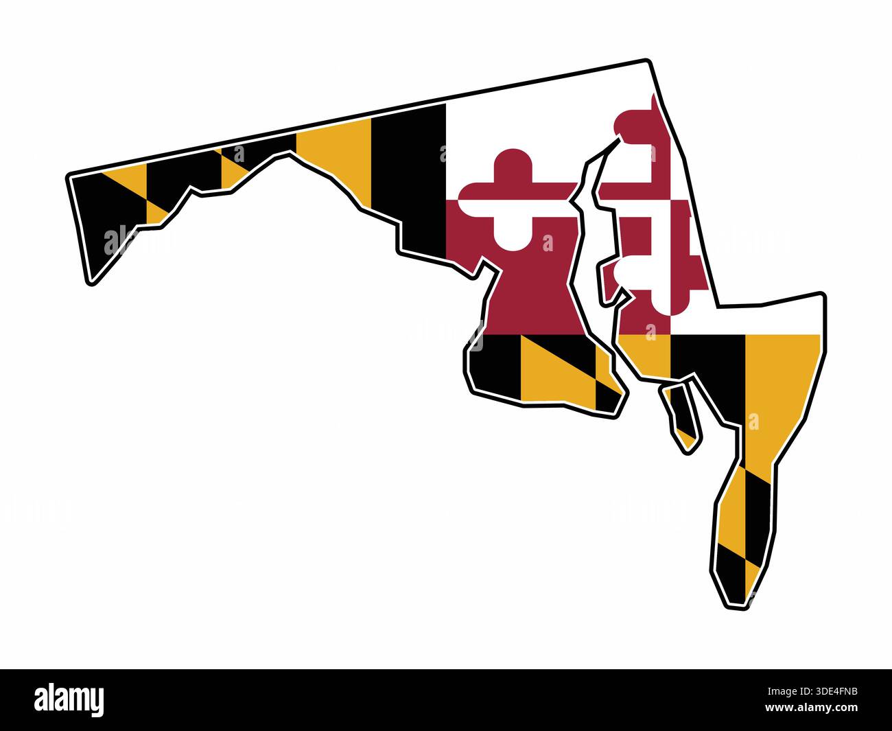 Map of State of Maryland with Flag in Body Isolated on White Background ...