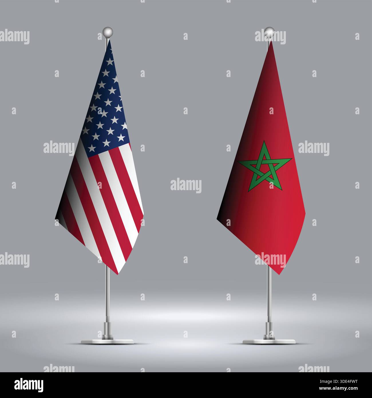Two Standing Flags Representing USA vs Morocco with Flags on Bodies Stock Vector