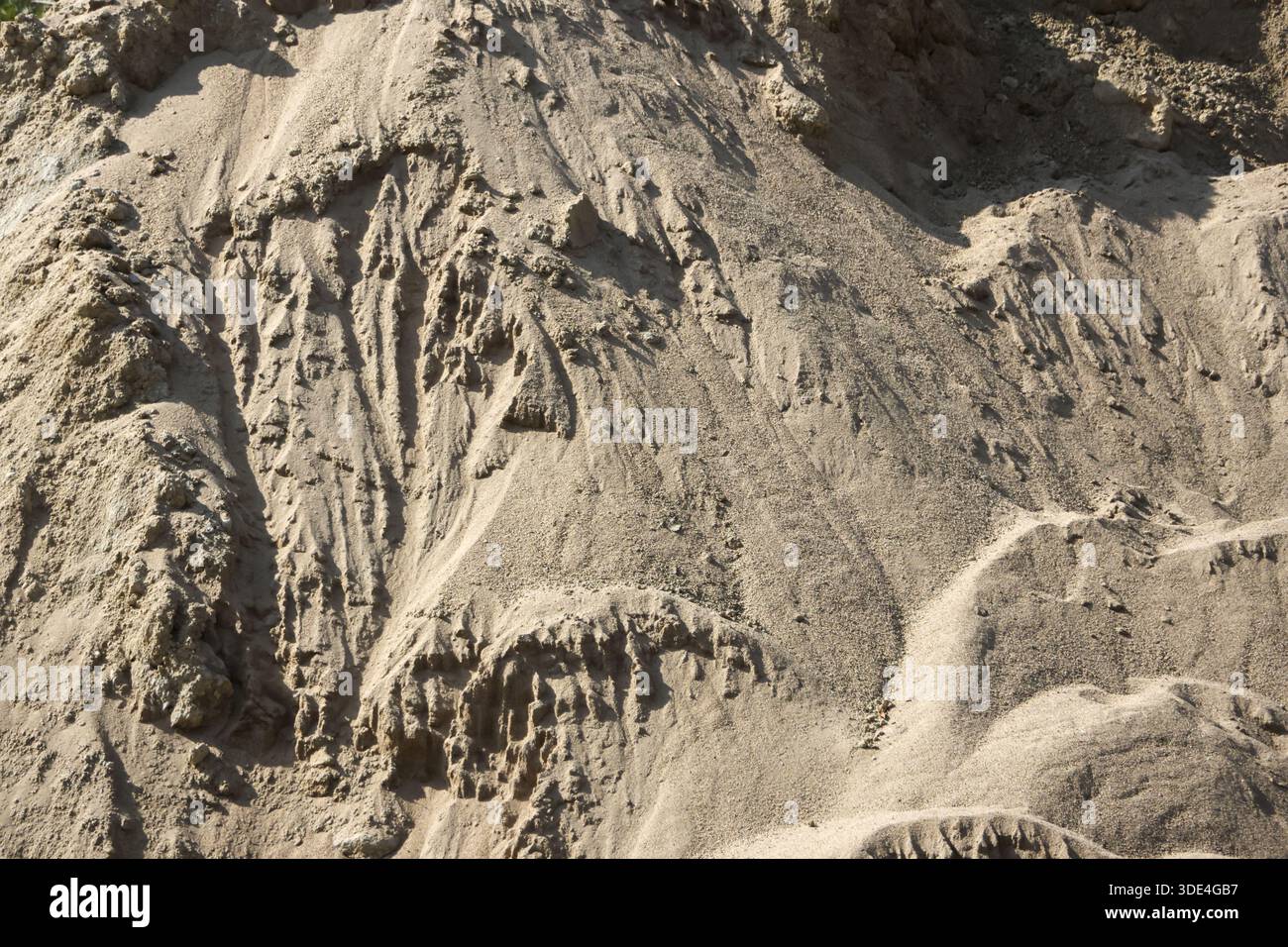 Closeup view of rough dry sand texture and rugged dirt surface showing ...