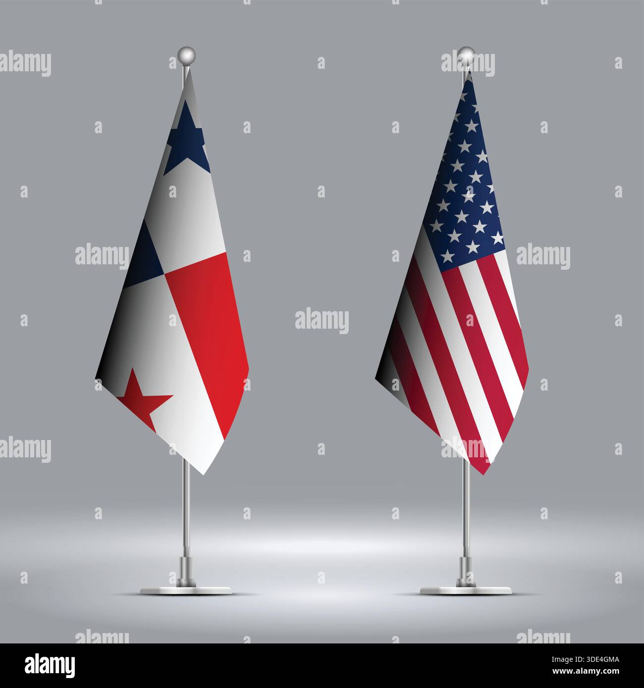 Two Standing Flags Representing Panama vs USA with Flags on Bodies Stock Vector