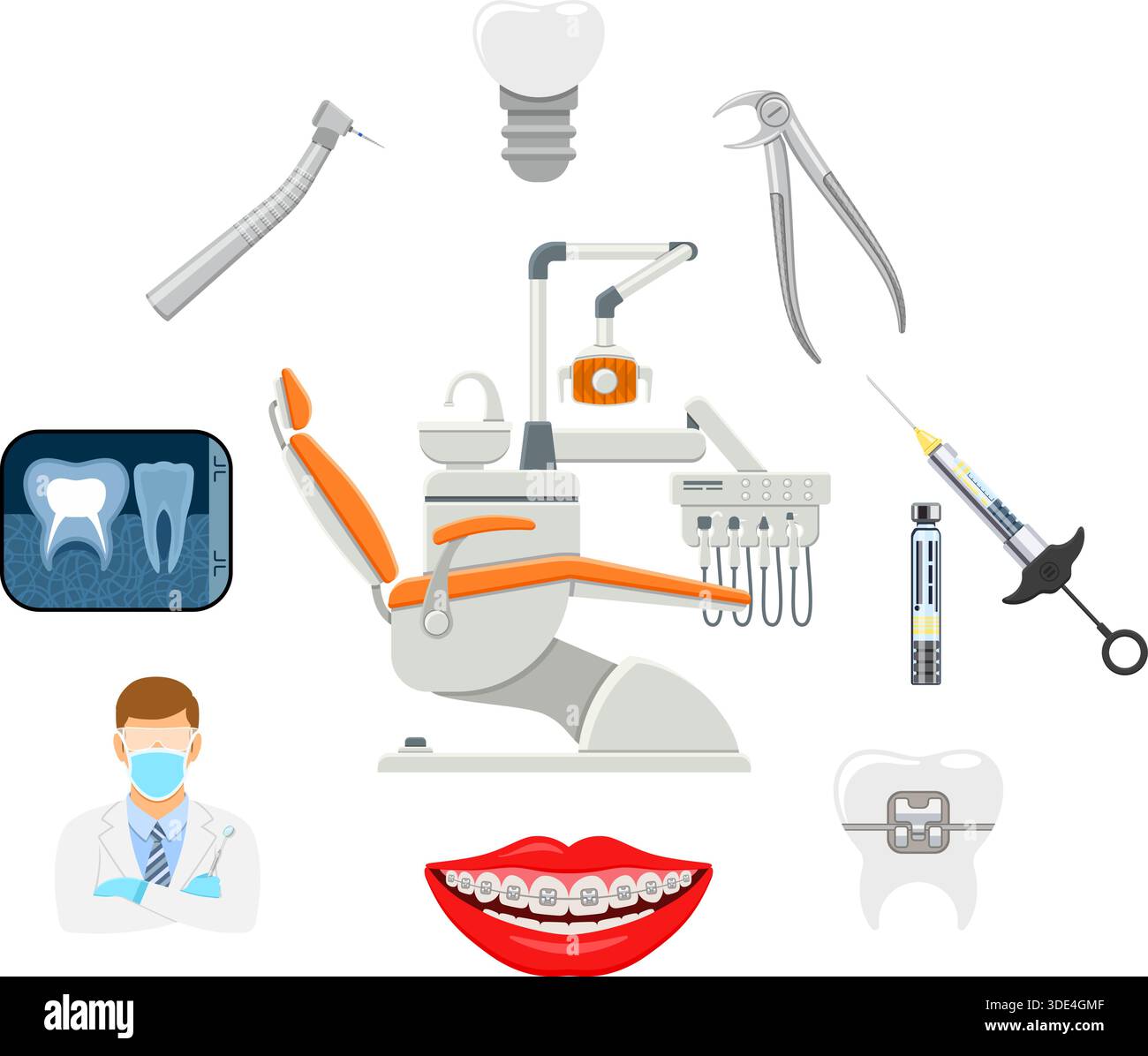 Dental Services Infographics with Oral Hygiene and Dental Clinic. Icons ...