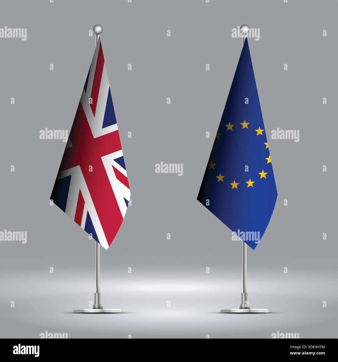 Two Standing Flags Representing EU vs UK with Flags on Bodies Stock Vector