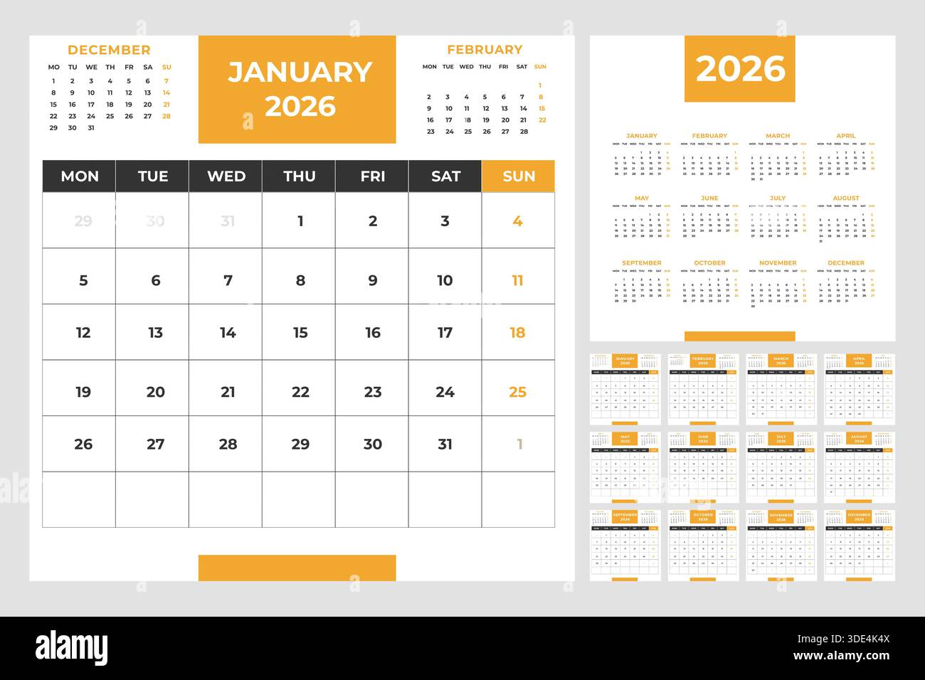 2026 calendar vector sunday start week hi-res stock photography and ...