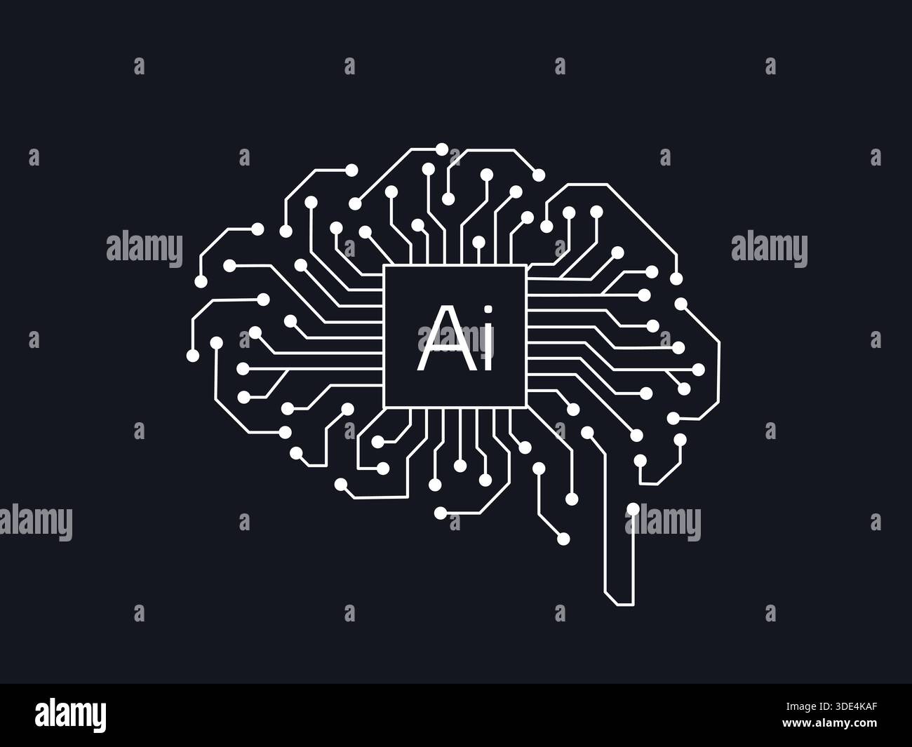 Futuristic Artificial Intelligence Design Concept with Digital Brain ...