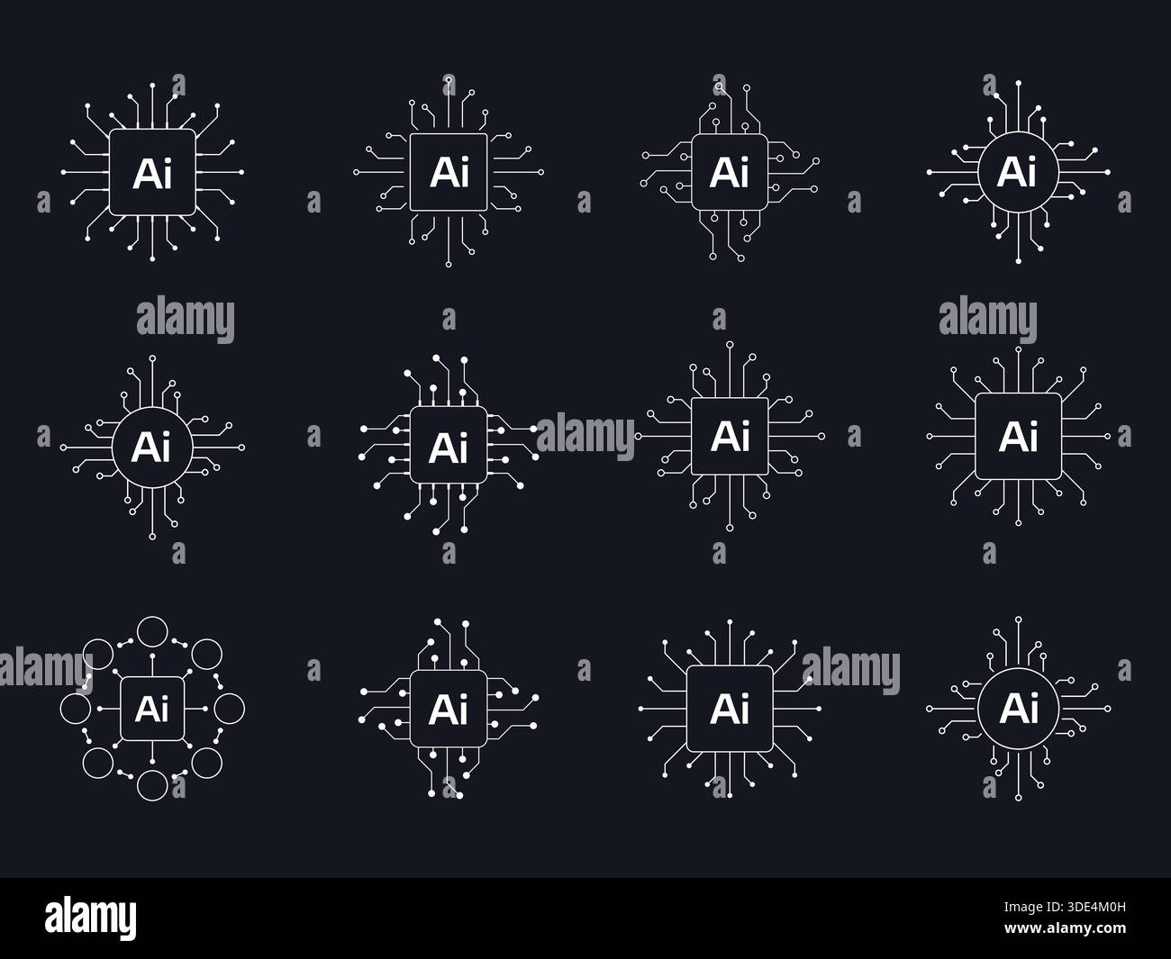Futuristic Artificial Intelligence Design Concept with Digital Brain and Data Connections Stock Vector
