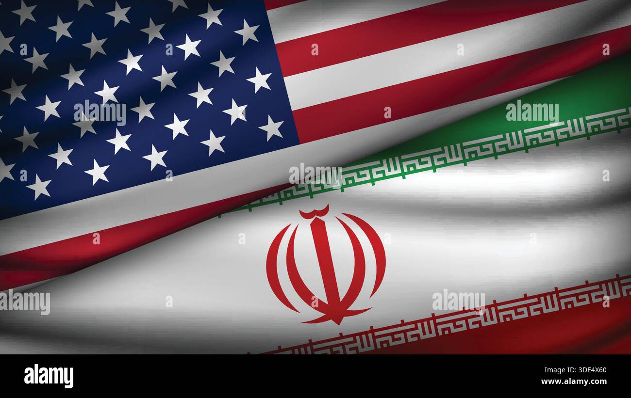 High Quality background with Two Flags of  USA and Iran Stock Vector