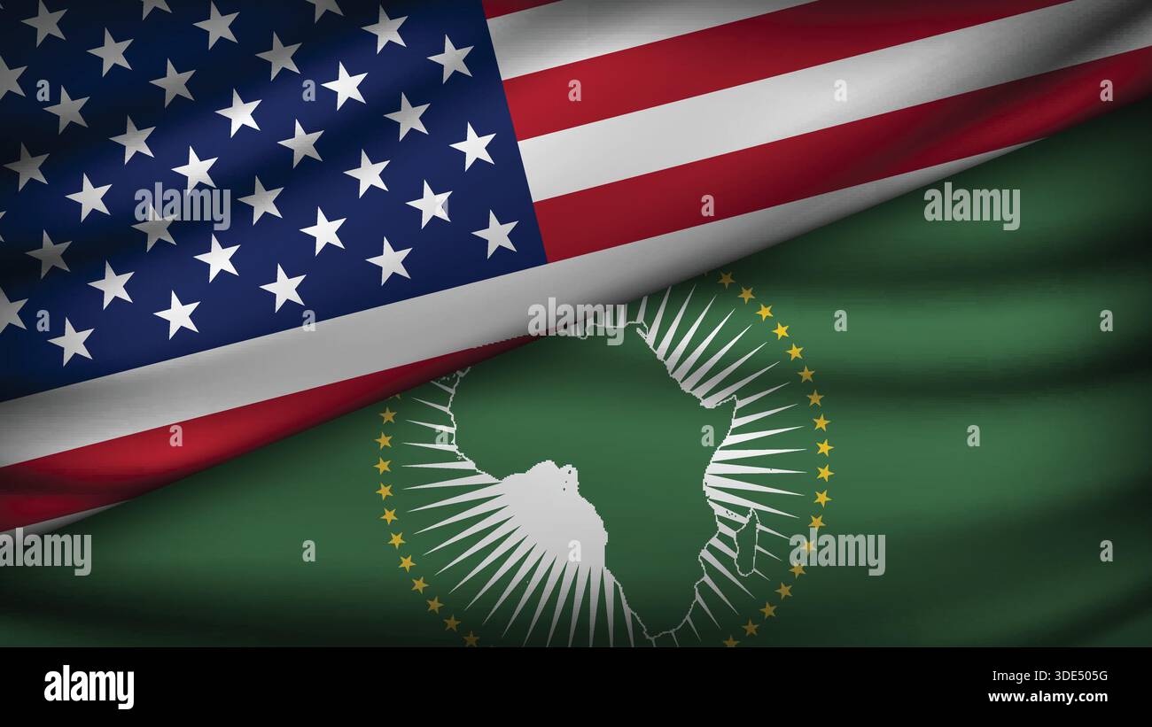 High Quality background with Two Flags of  USA and African Union Stock Vector