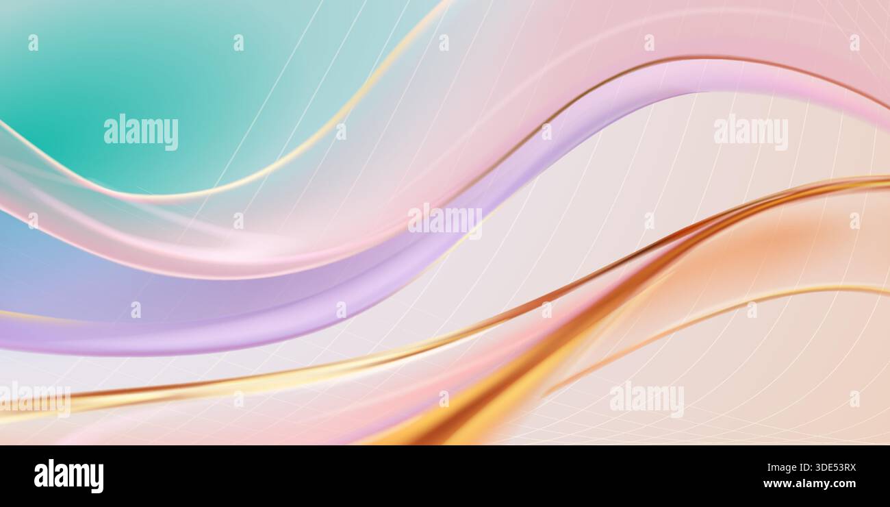 Pastel colored abstract background with wavy lines and grid pattern, soft and calming visual effect. Stock Vector