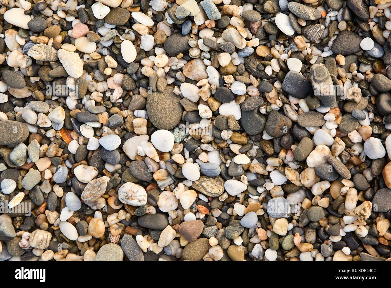 Colourful pebbles on a beach Stock Photo