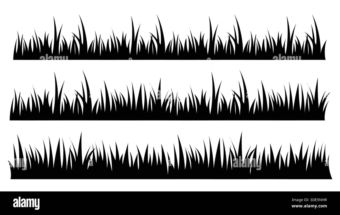 Silhouette Set Grasses Isolated on White Background Stock Vector