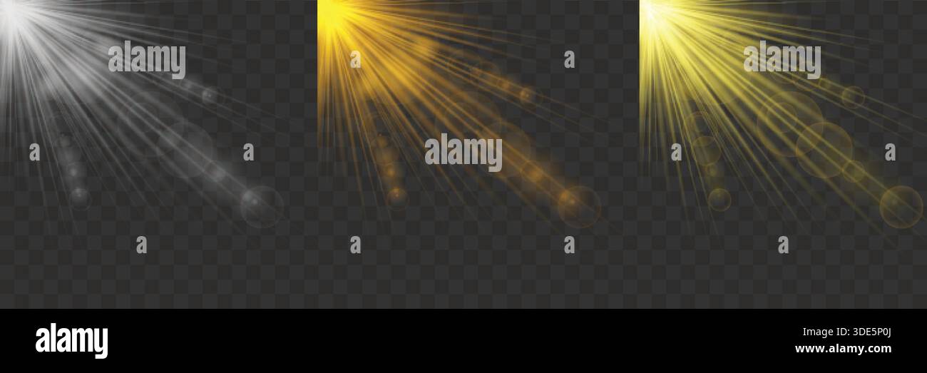 Sunlight or Flare Light Isolated on Transparent Background Stock Vector