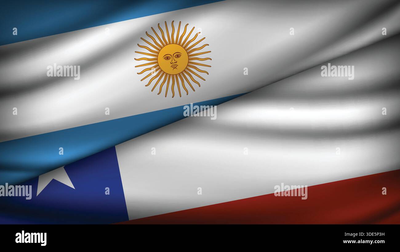 High Quality background with Two Flags of Chile and Argentina Stock Vector