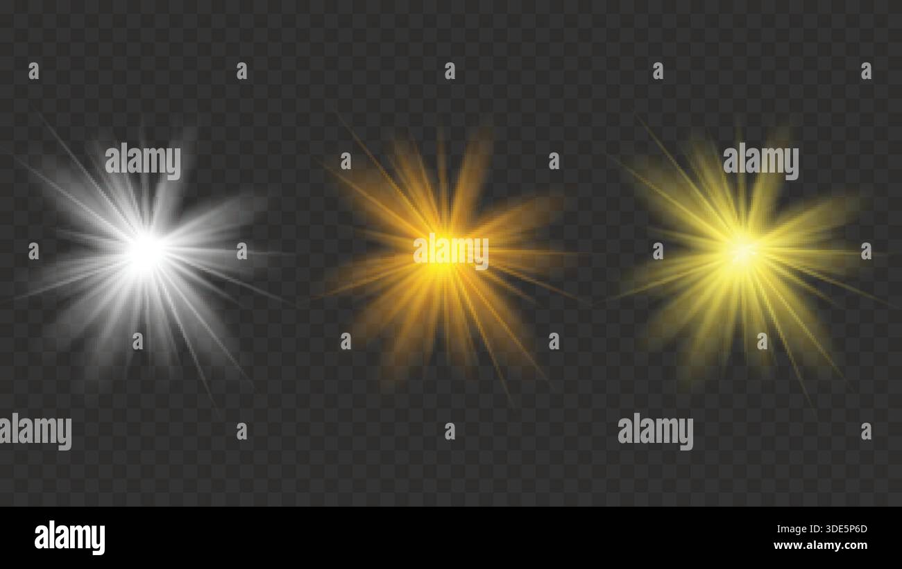 Sunlight or Flare Light Isolated on Transparent Background Stock Vector