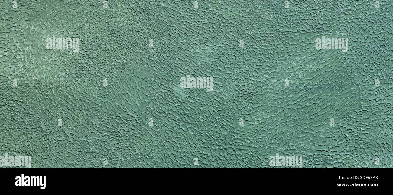 Turquoise Mint Green Painted Wall Texture with Rough Brushstroke Pattern Close-Up Background Stock Photo