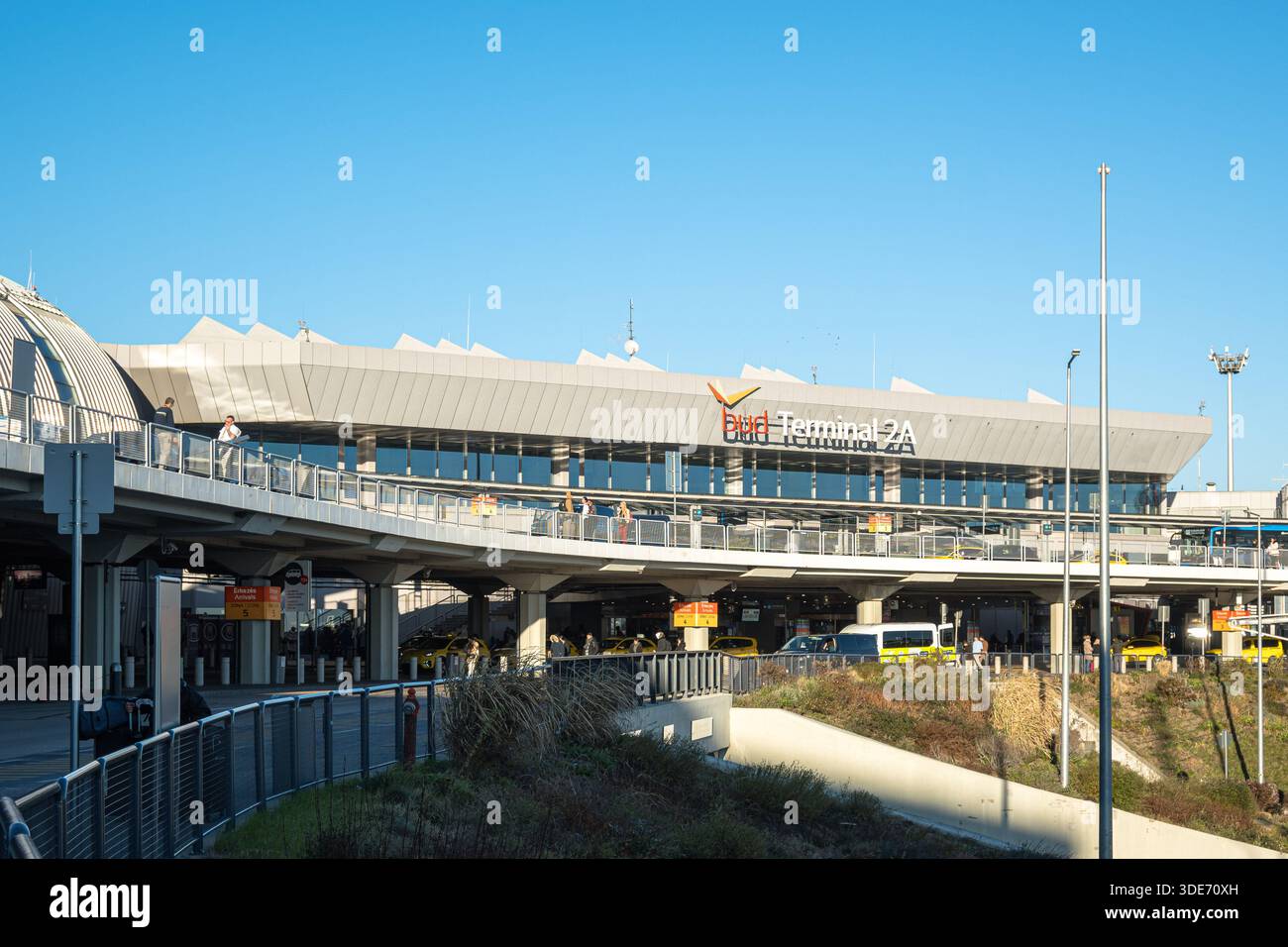 The exterior of the Terminal 2A building at Ferenc Liszt International Airport in Budapest, Hungary Stock Photo