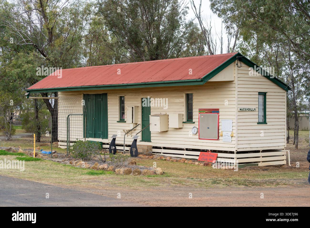 Old Muckadilla Railway station now a community centre, Warrego Highway, Muckadilla, Queensland, Australia Stock Photo