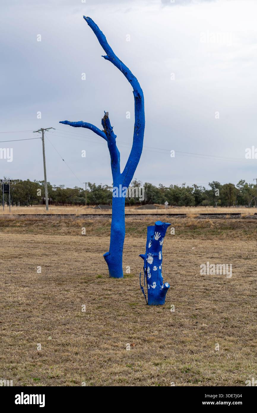 Blue Tree, symbol of mental health awareness, Muckadilla, Queensland ...