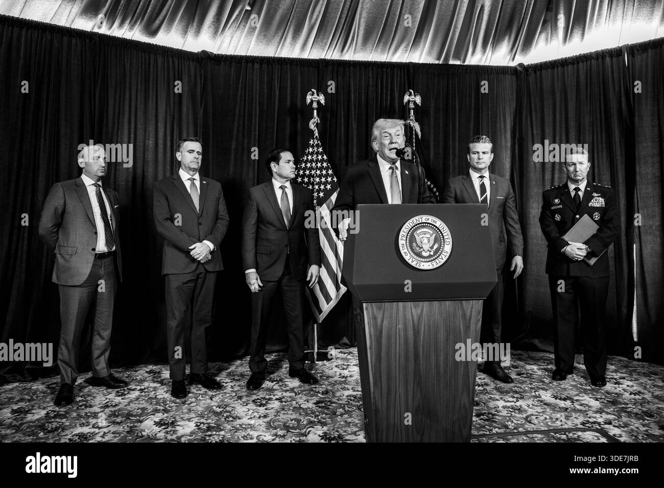 President Donald Trump delivers remarks at a press conference at Mar-a ...