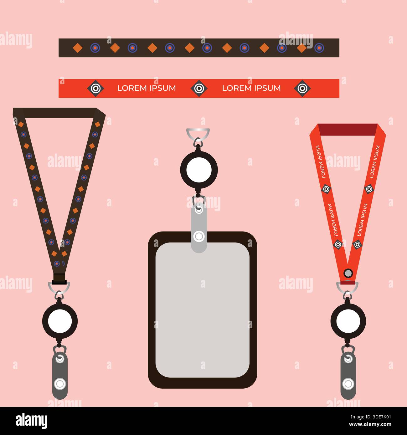 Corporate Lanyard ID Card Holder Mockup Set Stock Vector