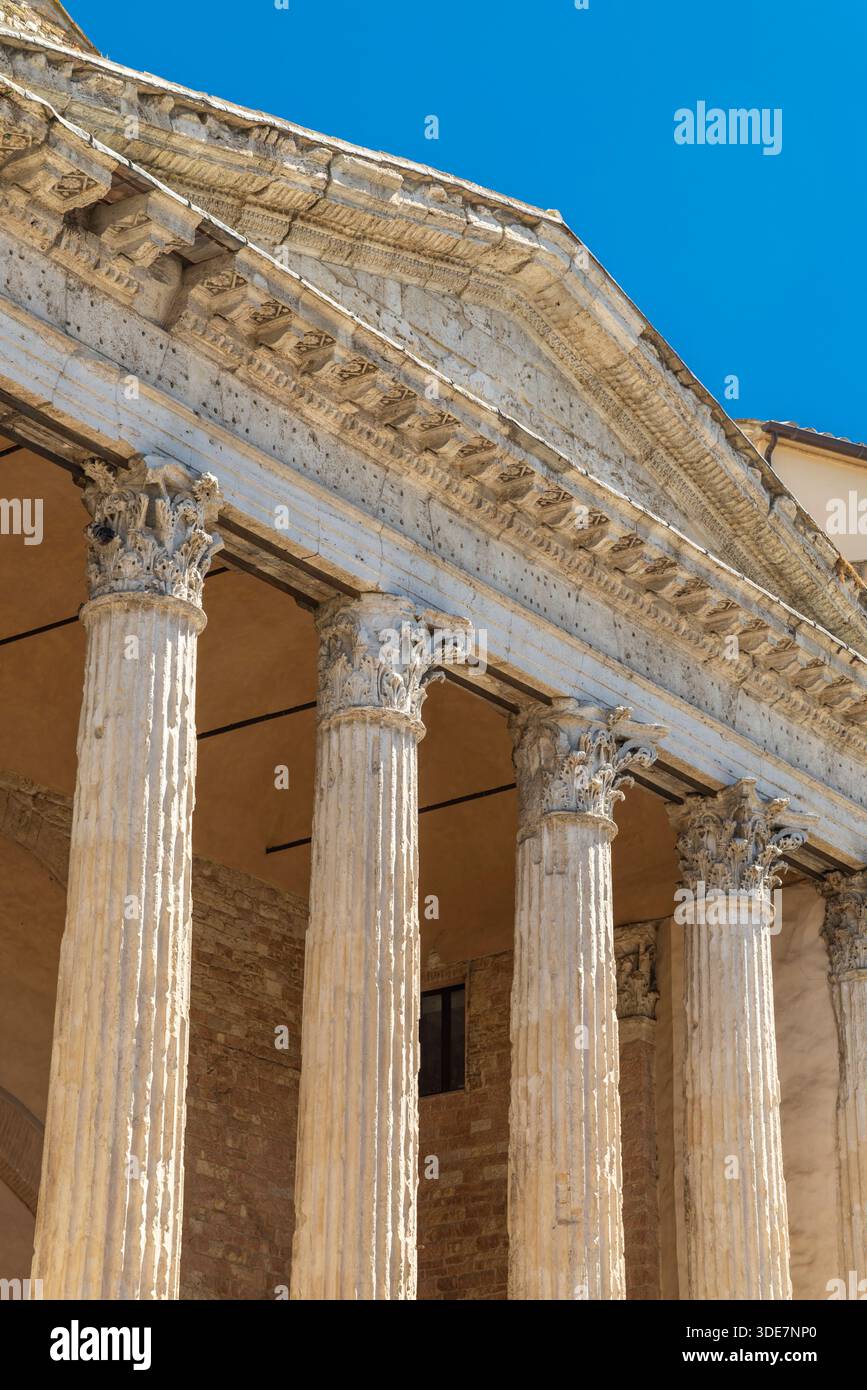 Ancient Roman Temple of Minerva showing Corinthian columns and pediment ...