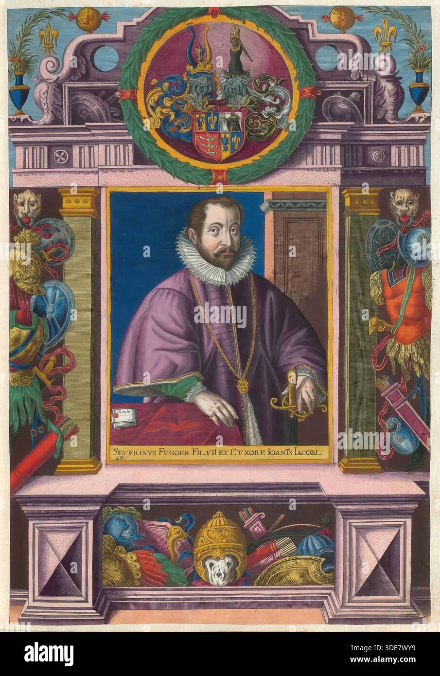Mitgliedern der berühmten Augsburger Familie Fugger, Porträt von Severin Fugger dem Jüngeren 1551 - 1601, einem Mitglied der bekannten Augsburger Kauf Stock Photo