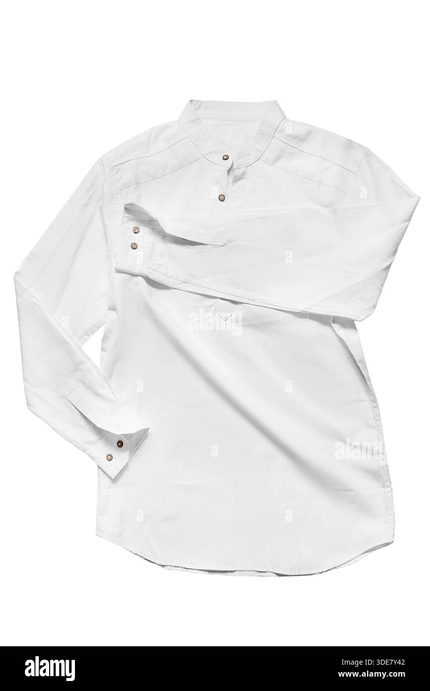 Basic white cotton shirt isolated on white background Stock Photo