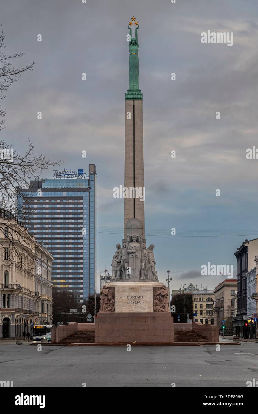 Freedom Monument (Brivibas piemineklis), Riga, Latvia Stock Photo