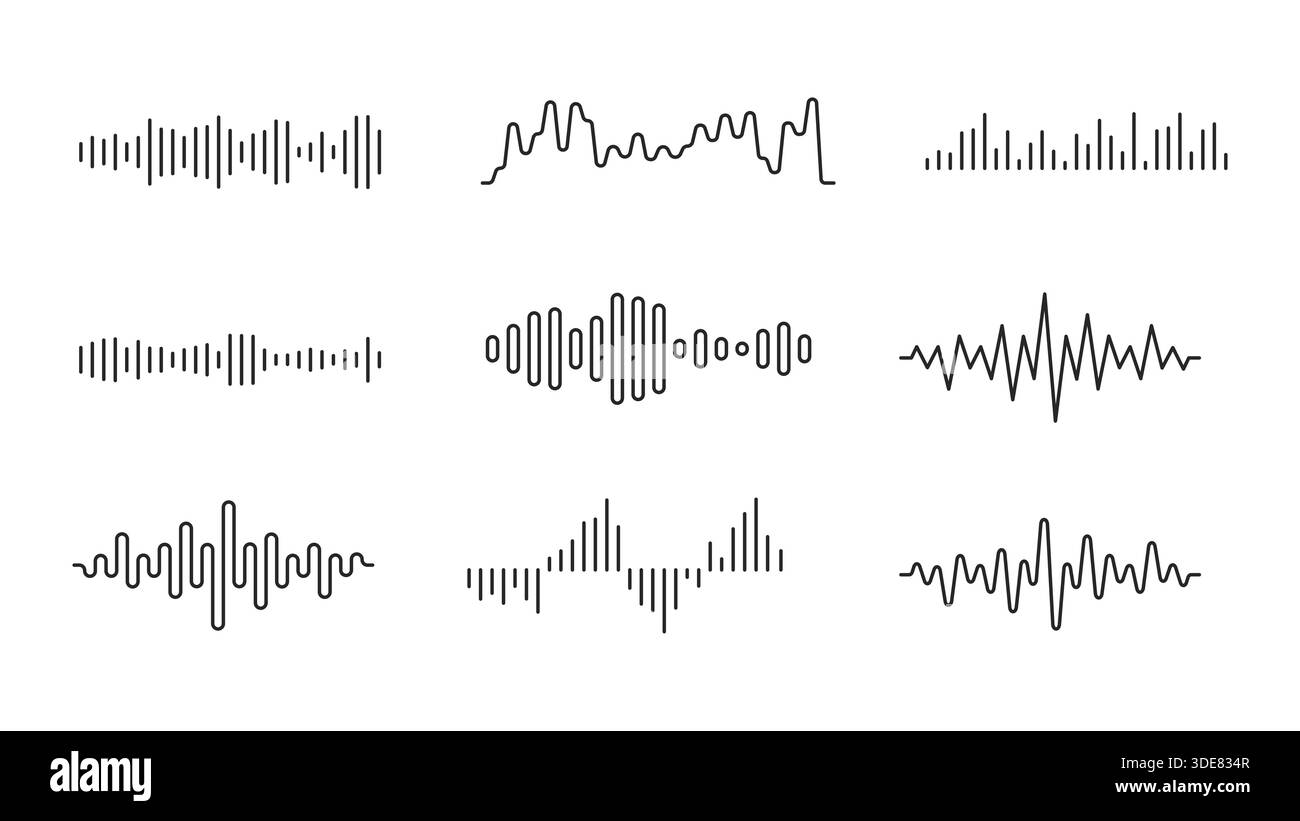 Vector Sound Wave Pattern Abstract Set of Audio Waves and Sound Wave Patterns Stock Vector Image ...