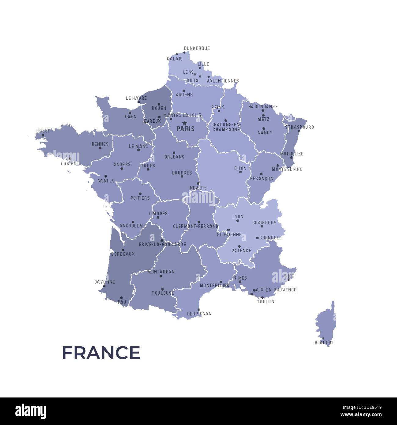 Vector map regions france hi-res stock photography and images - Alamy
