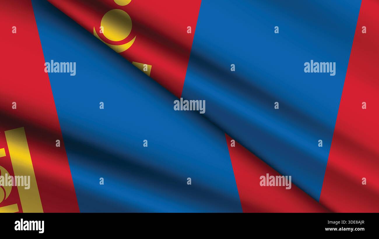 National Background of MONGOLIA Featuring Two Wavy Flags Stock Vector