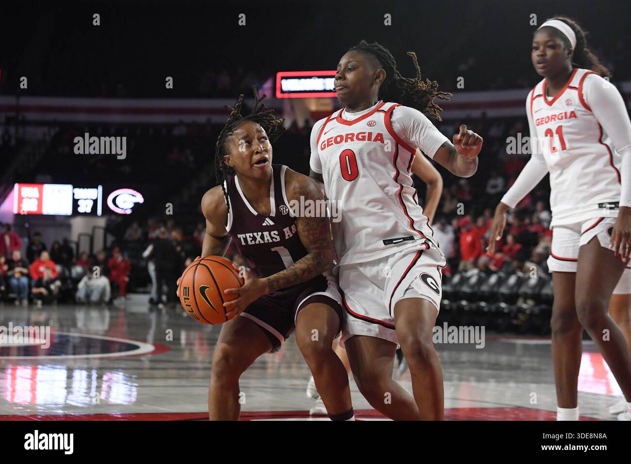 ATHENS, GA - JANUARY 04: Guard Ny'ceara Pryor #1 of the Texas A&M ...