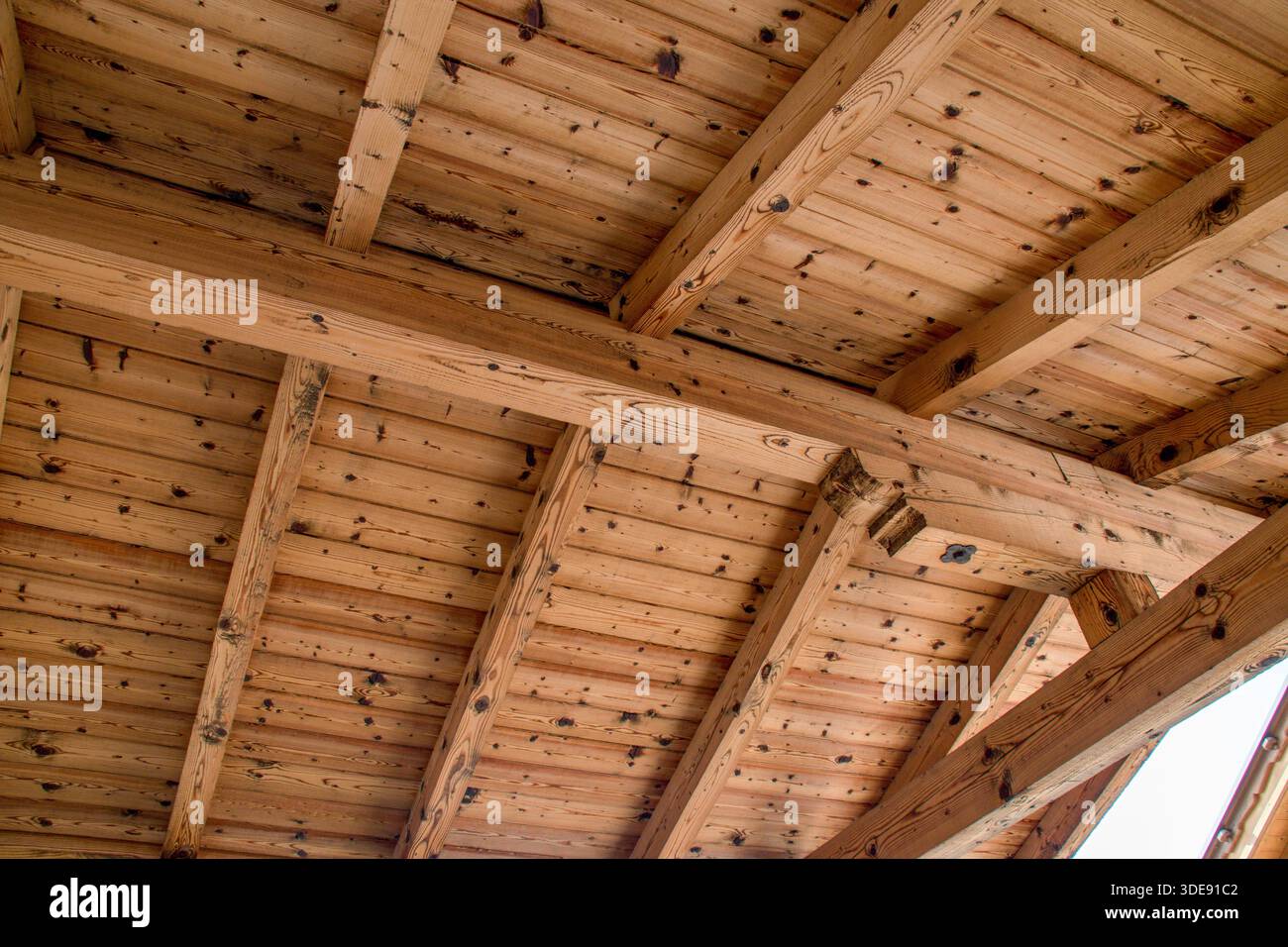 Image showcasing Timber frame roof construction utilizes sturdy, traditional carpentry ...