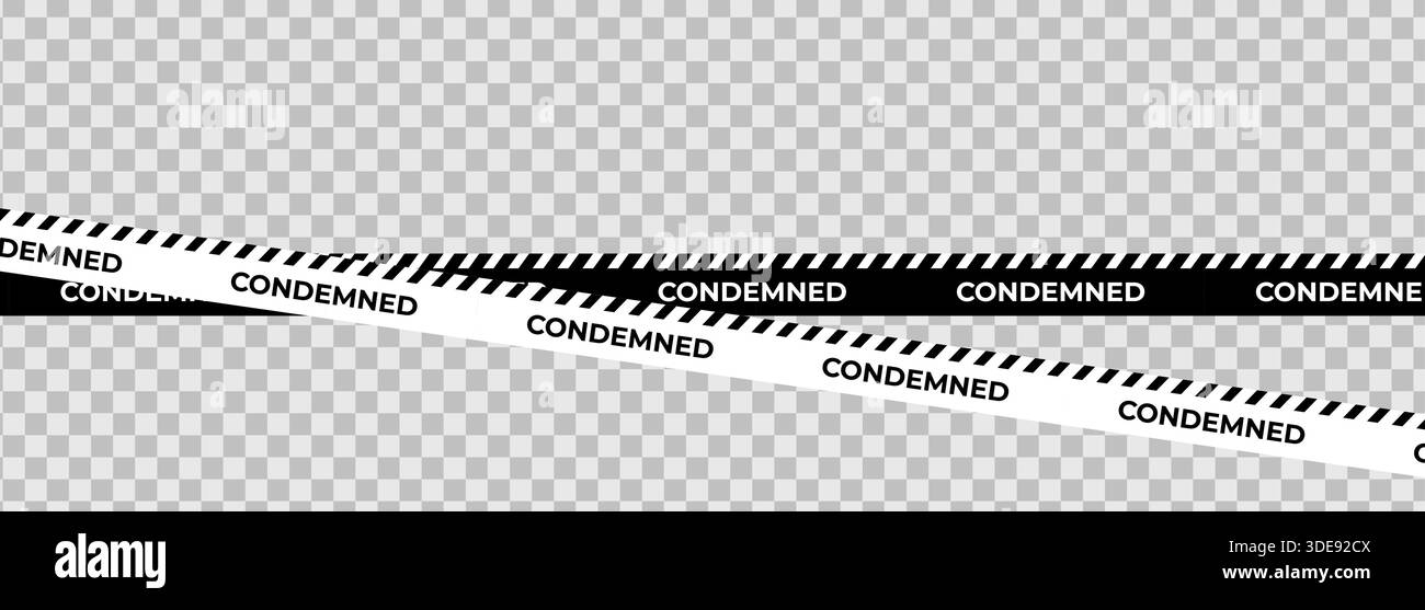Transparent Condembed Sign Condemned warning tape set, black and white diagonal barrier on ...