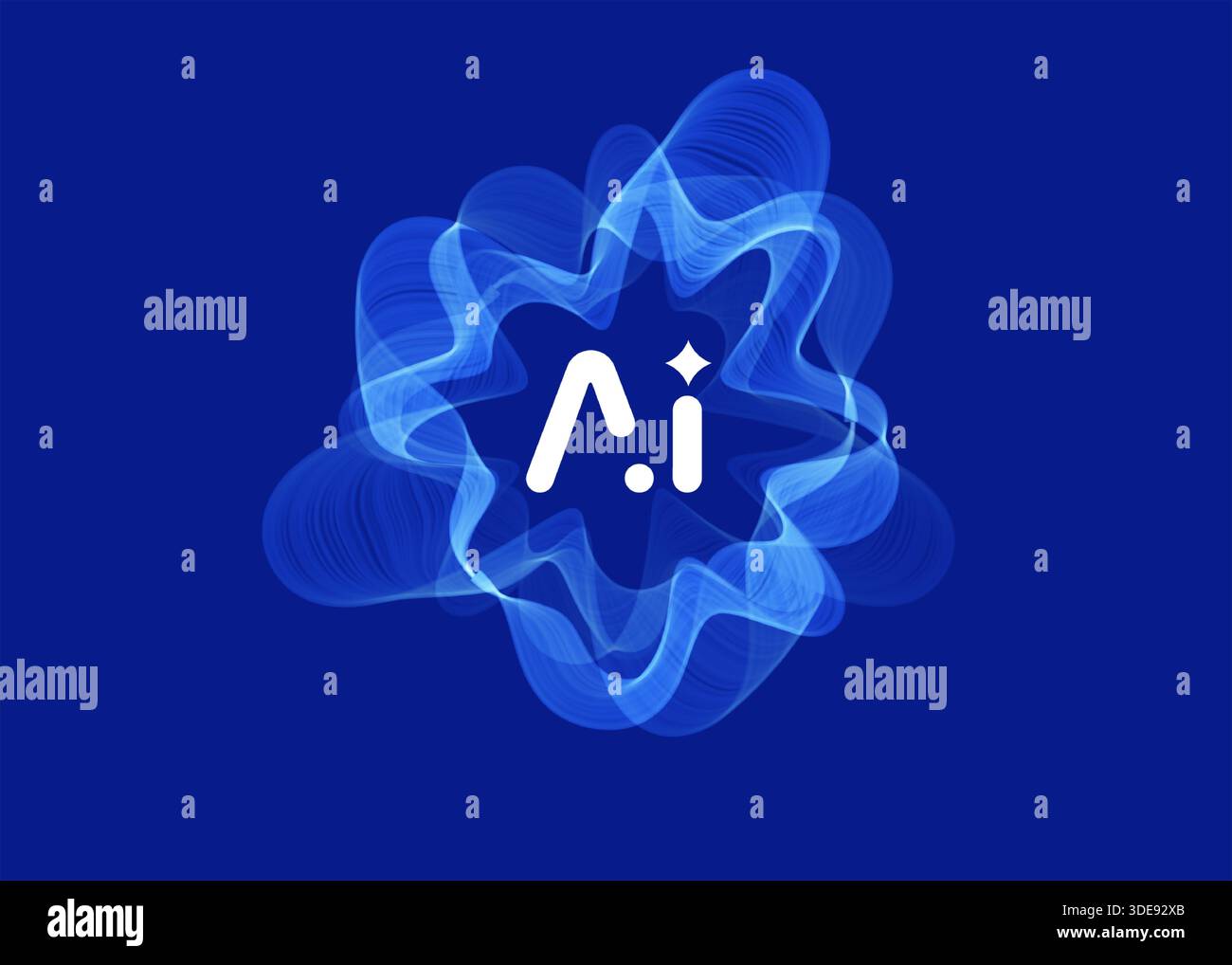AI Cloud Circle Wave Logo Concept, Artificial Intelligence Abstract Icon. Automation Generate Technology, Computer Machine Learning Thinking. Future Stock Vector