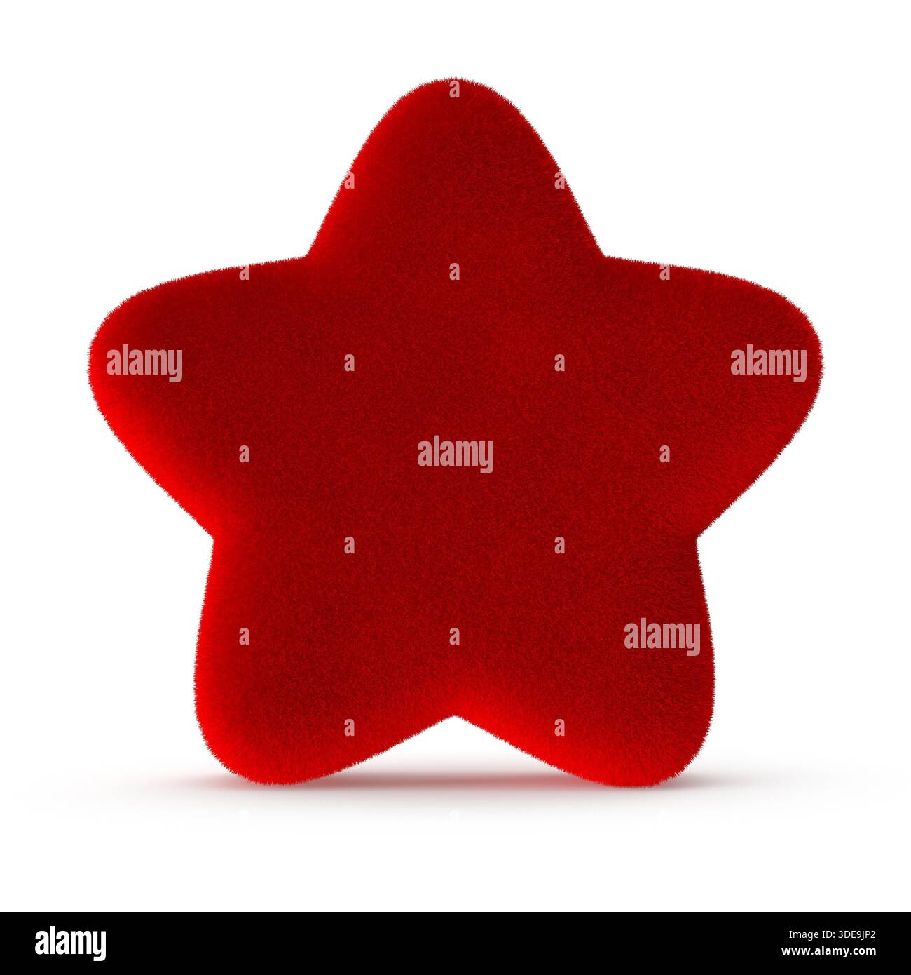 Red Star Plushie Soft, Five-Pointed, Isolated on White Stock Photo