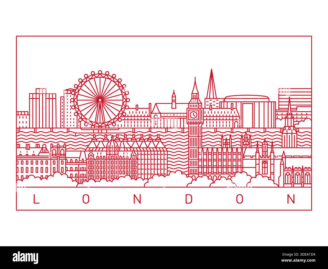London City Skyline Vector Illustration. Line Art Urban Landscape Stock Vector