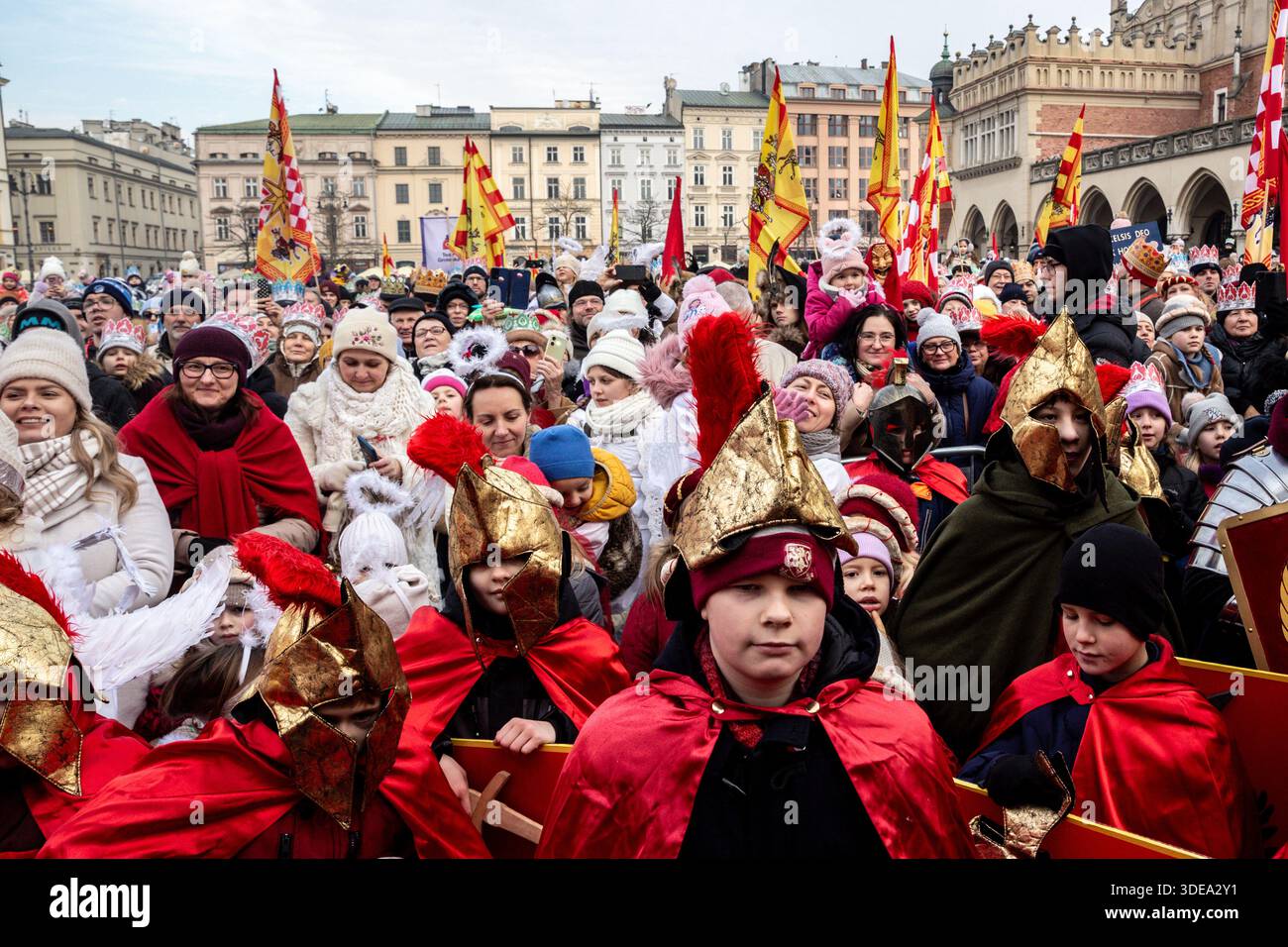 Krakow, Poland, January 6, 2026. Crowns participate in a Procession of ...