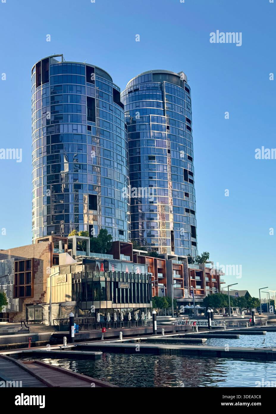 The Towers at Elizabeth Quay residential high rise apartments Perth Western Australia - Smartphone Captured Stock Image