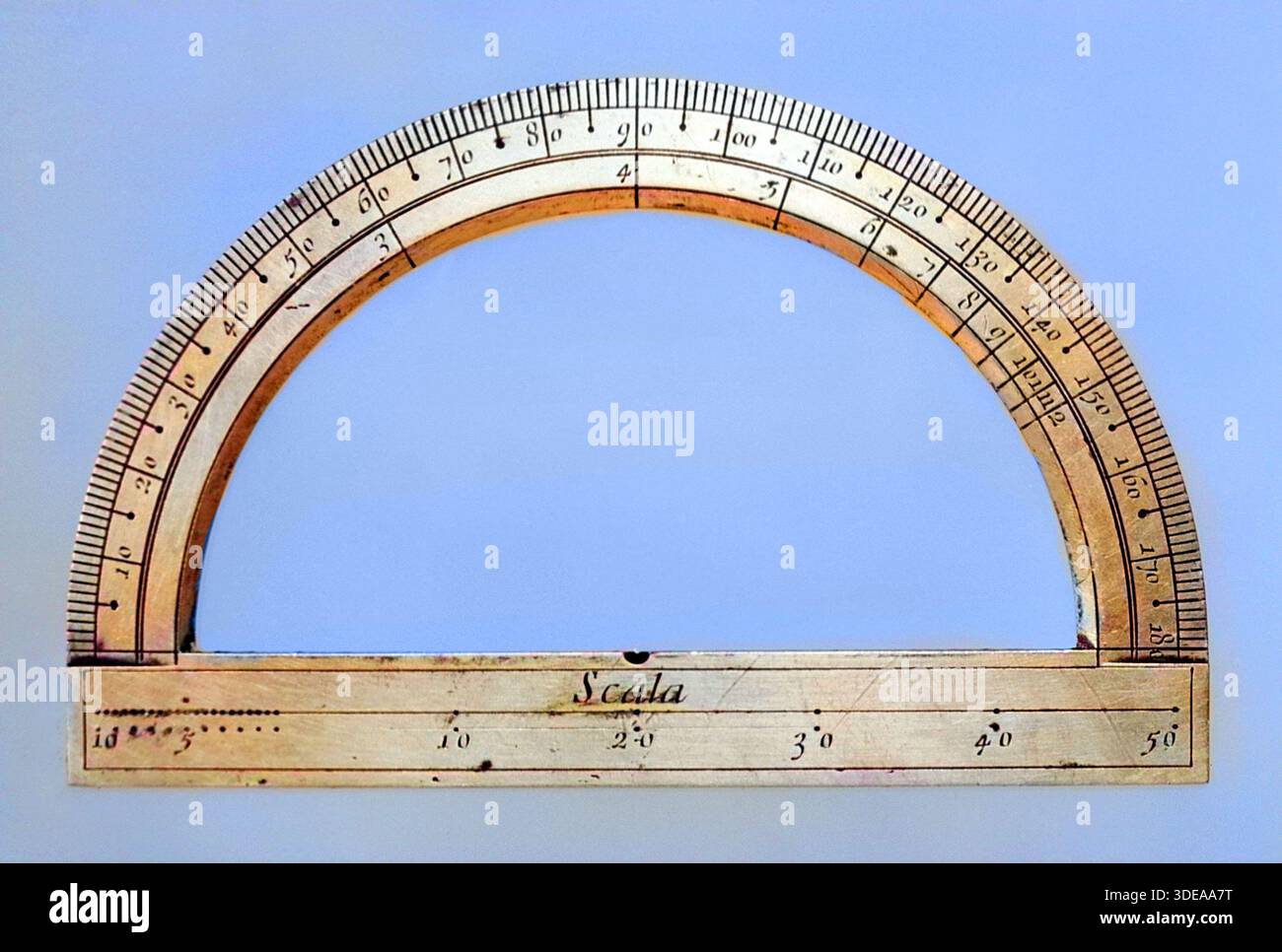 Brass Protractor, 17th Century Stock Photo