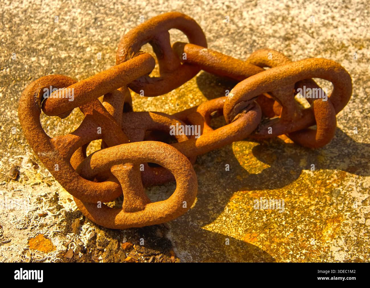 Rusty Large link chain wall art Stock Photo