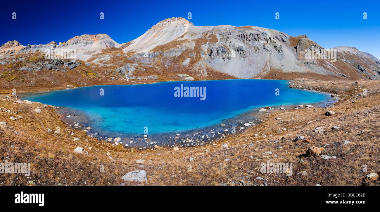 Blue water of Ice lake in the San Juan mountains Stock Photo